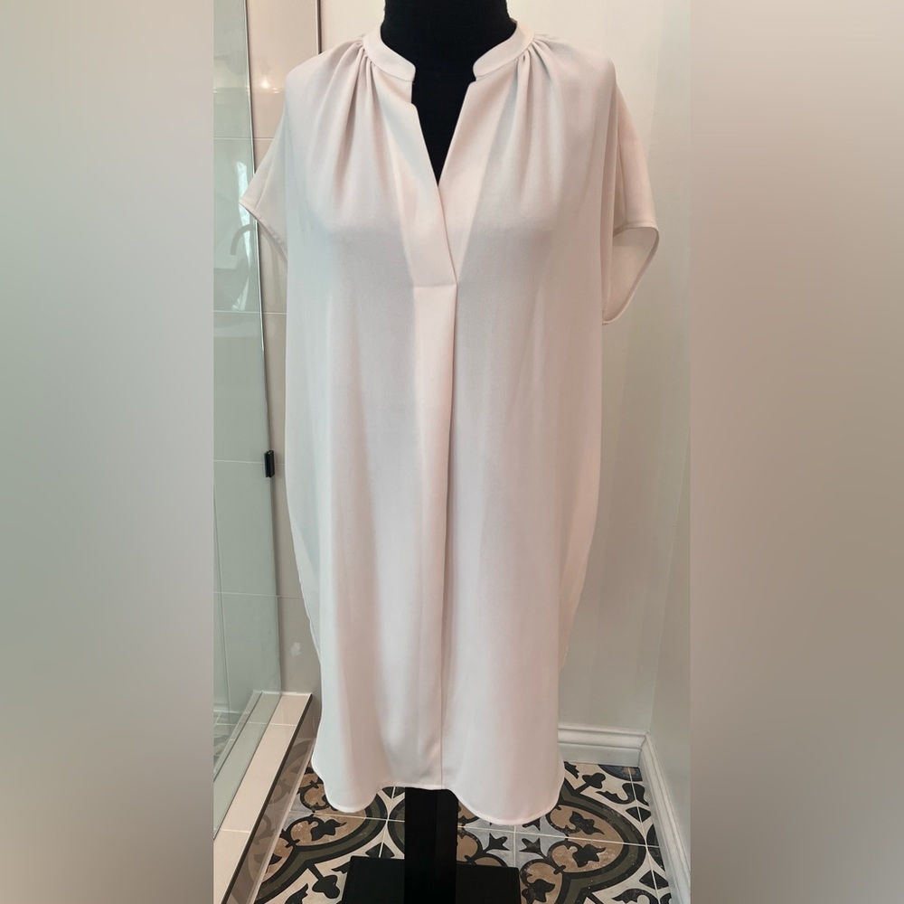 Vince Camuto Blush Pink Split Neck Shift Dress